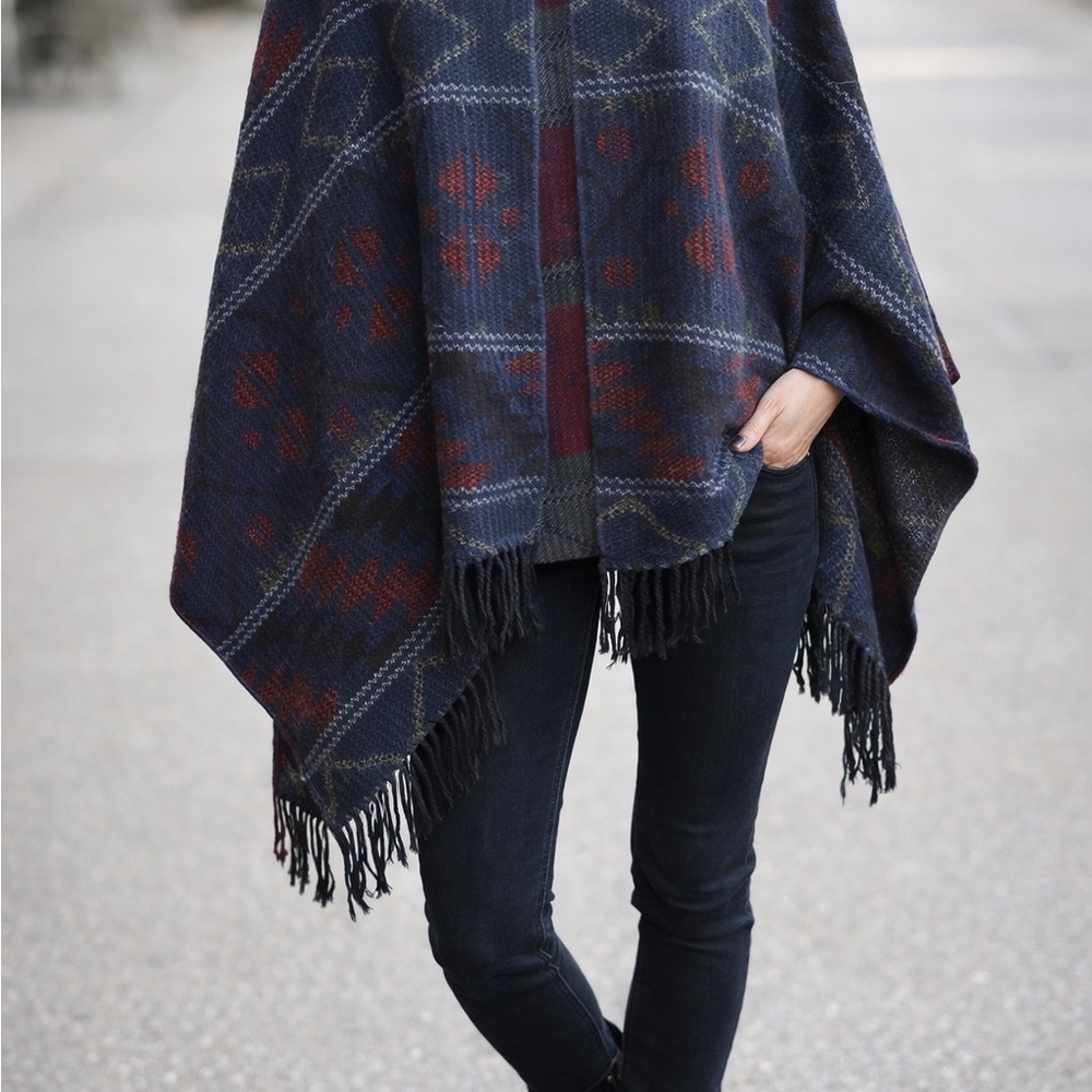Heritage 1981 Blue and Red Plaid Poncho Vest